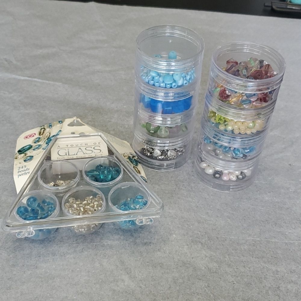 Beads beads and more beads! Lot blue silver tone
